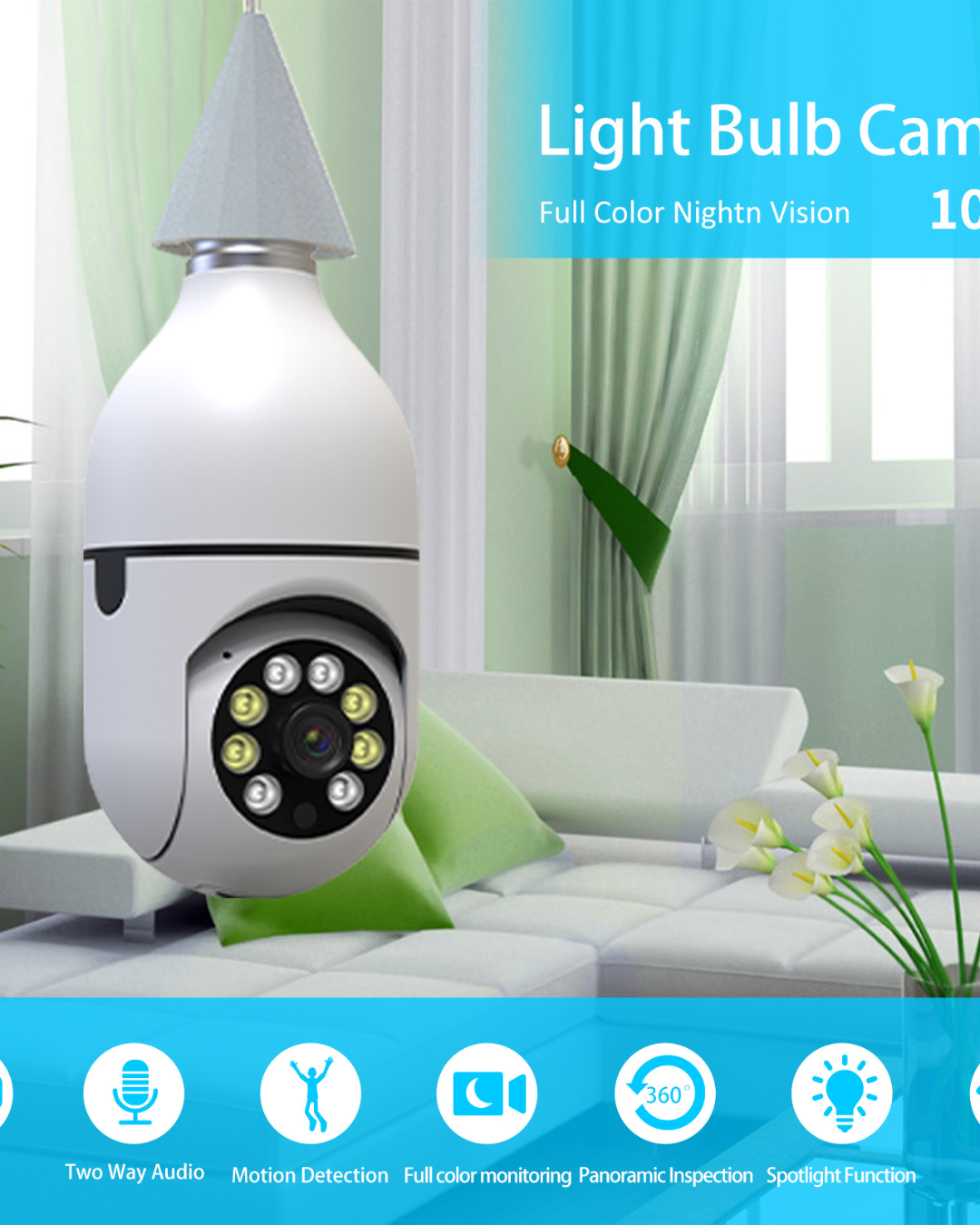 Camára bombillo wi-fi 360°