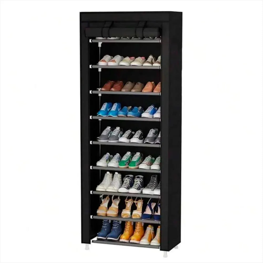 Zapatero De Tela Negro 8 niveles